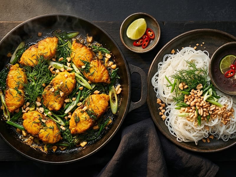 Chả Cá Lã Vọng (Pesce al Curcuma)