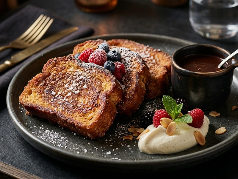 Churro French Toast with Chocolate Sauce