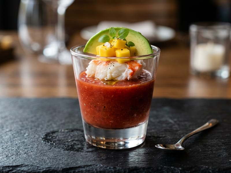 King Crab & Mango Gazpacho Shooter
