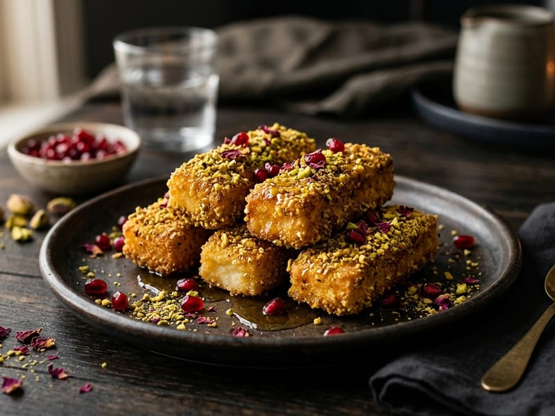 Leche Frita with Pistachio & Rose