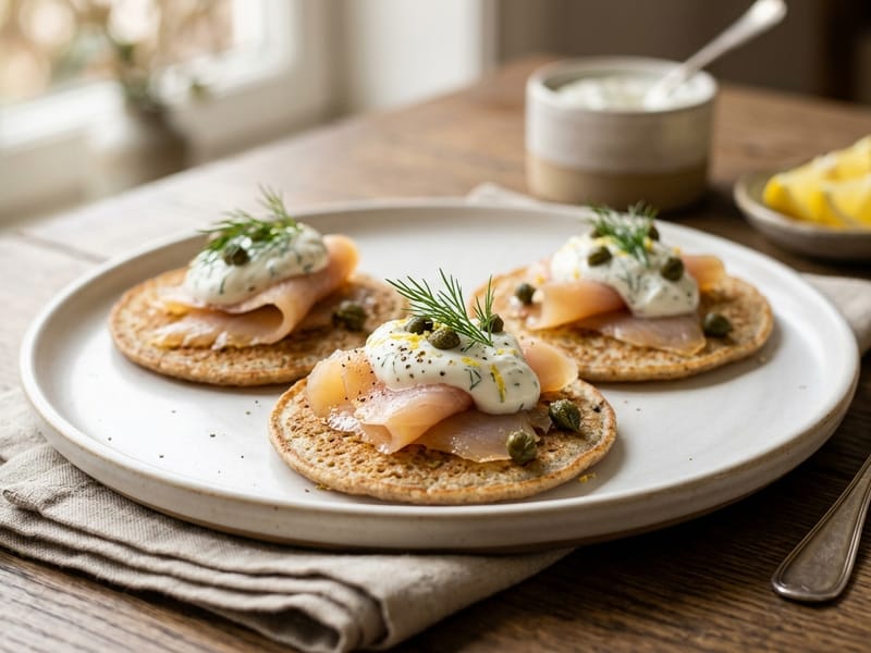 Blinis with Smoked Sturgeon & Sour Cream