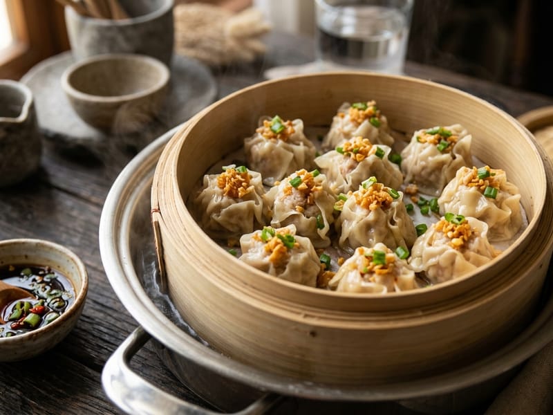 Kanom Jeeb (Thai Steamed Dumplings)